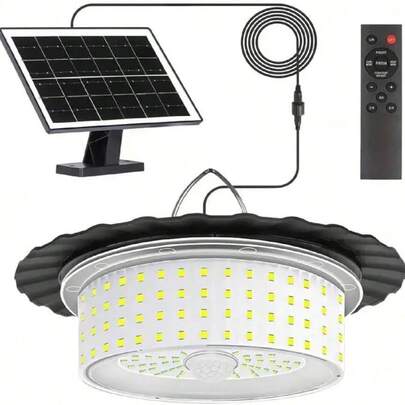 20,000 Lumens Solar Powered Warehouse Light, Indoor & Outdoor Use, Pull Cord, 5 Lighting Modes From Dusk To Dawn, IP65 Waterproof, Suitable For Barns, Gazebos, Shops, Garages