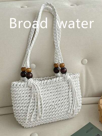 2026 Summer New Island Vacation Casual Slouchy Beach Underarm Bag With Beaded Straw Decor, Suitable For Daily Commute