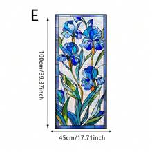 1pc Floral Dragonfly Sunlight Glare Static Cling Sticker, Reusable Self-Adhesive Glass Decal For Living Room, Bedroom, Bathroom Decoration, No Residue Easy Installation, Stained Glass Effect - Floral Window Stickers - View 16