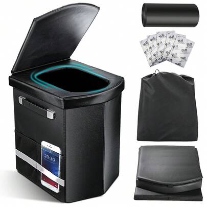 2026 Upgraded Adult Portable Toilet, 16.5 Inches High, With Lid And Carrying Bag, Suitable For Camping, Hiking, Car Travel, Truck, RV, Boat, Road Trip, Beach And More