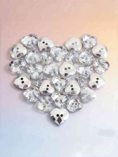 20pcs Acrylic Buttons, Transparent Imitation Crystal Buttons, Sparkling Heart-Shaped Double Hole Transparent Crystal Buttons, Suitable For Clothing Accessories Such As Shirts, Sweaters, Suits, Jackets, And Snow Boots Decoration