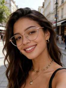 1副夏季时尚白色猫眼金属眼镜 - 無色 - 查看 4