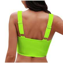 New Twist Front Bikini Top Vacation Beach Summer - Fluorescent Green - View 2