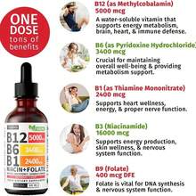 Vitamin B12 And B6 Liquid Drops, B12 Sublingual Vitamin B Complex - B 12 Vitamin 5000mcg - B12 Methylcobalamin For Energy, Brain, And Heart Support With 27,200 Mcg, Raspberry, 80 Servings - 3 chai - Xem 7