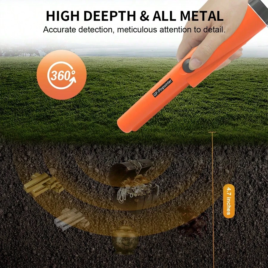 High Sensitivity Metal Detector With Precise Locator, 360° Scanning, Gold And Treasure Detector With Holster, Suitable For Outdoor Hunting And Detection - Batteries Not Included