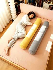 Plush Long Leg Pillow For Women, Pregnancy Side Sleeper Cylindrical Pillow, Removable & Washable Memory Foam Round Pillow, Neck Pain Relief Cervical Pillow, Cylindrical Pillow, Removable Pillowcase, Sleep Neck Pillow, Velvet Polka Dot Birthday/Holiday Gift - Grey - View 2