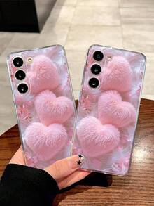 1个时尚优雅多心梅花透明软手机壳，兼容三星Galaxy A04e/12/A13/A14/A34/A50/A52/A53/A54/S21/S22/S23/S24/S25/S25 Ultra，平面印花图案，非莫桑石材质 - 無色 - 查看 2