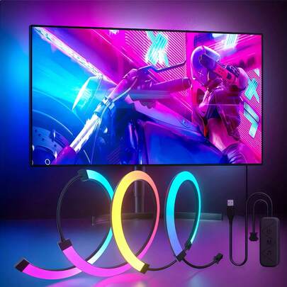 32-Inch Screen Ambient Light Gaming Room Decor Desktop Computer Screen Backlight Strip - RGB Full Panoramic Sync Strip - USB Powered LED Ambient Light Strip With Multiple Control Modes, Achieving Dreamlike Colorful Screen Lighting Effects