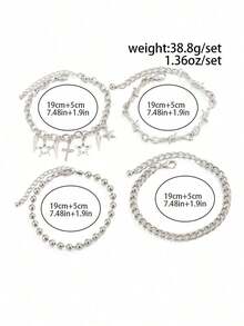 5pcs Punk Cross Bracelet Set, Men's Personalized Hip Hop Metal Accessories, Suitable For Daily Wear, Party, And Holiday Gifts - 4pcs - 查看 8