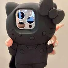 SANRIO 1个时尚创意黑色猫咪图案硅胶防水防震软手机壳，兼容苹果17系列、11/12/12 Pro、13/14/15、13 Pro/14 Pro/15 Pro、12 Pro Max/13 Pro Max/14 Pro Max/15 Pro Max、16、16 Pro、16 Pro Max、17、17 Pro、17 Pro Max，母亲节、感恩节的绝佳礼物 - 黑色 - 查看 2