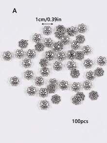 50 chiếc/100 chiếc/300 chiếc nắp hạt hoa hai lớp, nắp bịt đầu hạt rỗng chạm khắc tinh xảo, phụ kiện trang sức DIY đa năng cho bông tai, mặt dây chuyền, vòng cổ, vòng tay. - Nhiều màu - Xem 16