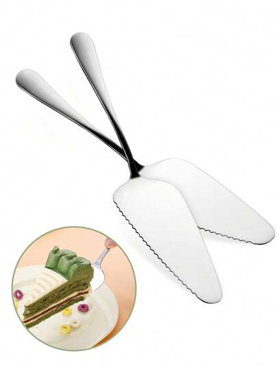 Bộ 1/2 dụng cụ xúc bánh bằng thép không gỉ, dụng cụ xúc bánh bằng thép không gỉ, tay cầm khay bánh, dụng cụ cạo bánh, dao cắt bánh pizza chuyên nghiệp của Sansheng, dụng cụ xúc bánh, dụng cụ cắt bánh ngọt, thìa xúc pizza bằng thép không gỉ với cạnh răng cưa mịn, hoàn hảo để nâng và phục vụ bánh quiche và bít tết.