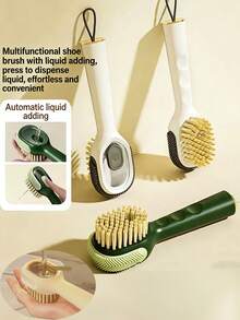 Cepillo de zapatos multifunción con dispensador de líquido, cepillo de limpieza de zapatos de cerdas suaves, fregador de zapatos para el hogar, herramienta de limpieza de baño, limpiador de zapatos para dormitorio - A - Ver 2