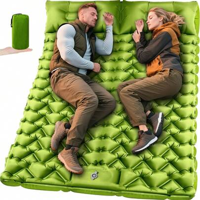 2-Person Self-Inflating Sleeping Pad With Foot Pump, Suitable For Backpacking, Hiking, Camping, Tents, Portable Camping Mat