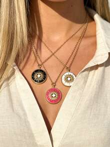 1 pieza Collar con colgante redondo de estrella del norte enchapado en oro de 18K, joyería clásica vintage de acero inoxidable, collar gargantilla de tono dorado para mujer, regalo para el Día de la Madre - estrella polar - Ver 2