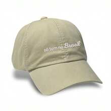 Unisex Dad Hat In 100% Cotton Twill With Curved Brim, Custom Designed. Only Available In Brazil. - Beige Embroidered White - View 1