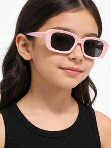 1 Par de Óculos de Moda Infantil com Armação de Olho de Gato, Minimalista, Adequado para Meninos e Meninas, Festa, Feriado, Viagem, Decoração, Acessório Diário, Acessório de Fotografia - Rosa chiclete - Visão 5