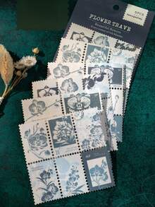 1set/6pcs Retro Bill Style Decorative Stickers, Vintage Plant Stamp Bill Sticker Set, Suitable For Student Craft Enthusiasts, Planner Making, Daily Decoration, Applicable To Back To School Season, Mother's Day Greeting Card Decoration, Holiday Party Craft Making Scrapbook Supplies Scrapbooking - A - View 6