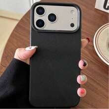 Ốp điện thoại bằng da cao cấp tối giản, tương thích với iPhone 17 Pro Max/17 Pro/17 Air/17/16 Pro Max/16 Pro/16/16 Plus/16e/15/15 Pro Max/15 Pro/15 Plus/11/12/13/14 Pro Max/XS/XR/11 Pro/11 Pro Max/12 Pro/12 Pro Max/13 Pro/13 Pro Max/7 Plus/14 Pro/14 Pro Max/14 Plus/7 Plus/8 Plus/8/SE2, thiết kế sáng tạo dành cho cả nam và nữ. - kết cấu da đen - Xem 1