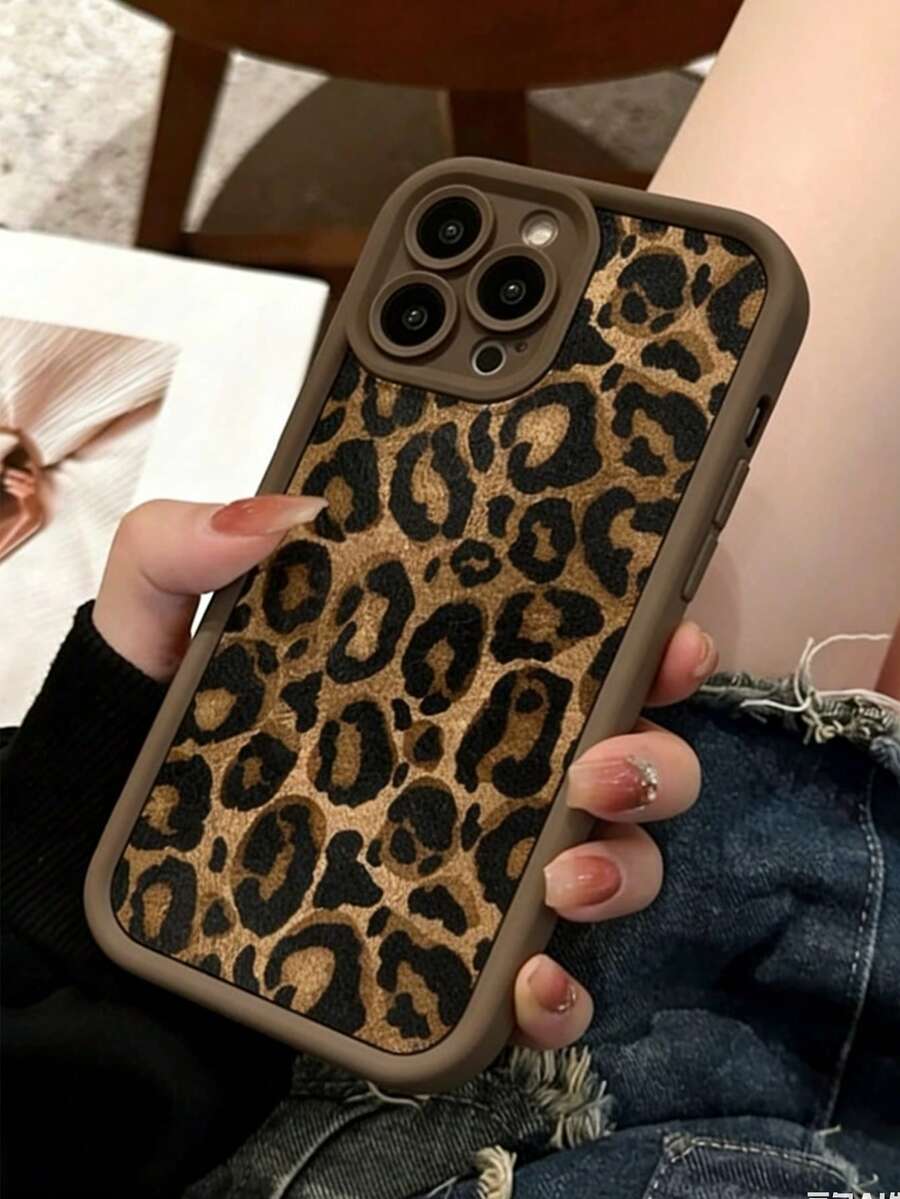 Ốp điện thoại silicon mềm chống sốc, chống trượt, chống rơi, nhẹ, chống mài mòn, họa tiết da báo, tương thích với iPhone 17 Pro Max/17 Pro/17/16 Pro Max/16/16 Pro/16 Plus/15/15 Plus/15 Pro/15 Pro Max/11/12/13/14 Pro Max - họa tiết da báo màu nâu - Xem 1