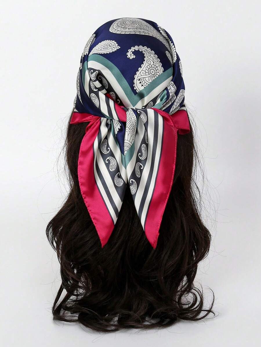 1pc Bandana Scarf For Women, Paisley Print Headband/Neck Wrap, Suitable For Daily Wear,Travel Essential,Holiday - Multicolor - View 1