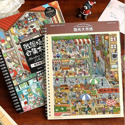 1 Libro, Set di Adesivi per Diorama, Libro di Adesivi per Diorama di Formato Grande, Stampa a Quattro Colori, Adesivi 2.5D con 7 Scene Diverse per Soddisfare Varie Esigenze di Collage, Un Kit Fai-da-Te per Diorama Perfetto Come Regalo per Amici, Adesivi Immersivi