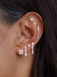 1pc 925 Sterling Silver Hypoallergenic Earring Stud With Hip Hop Element, Suitable For Women And Men, Best Gift For Girlfriend And Sister - Single - View 8