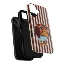 Funda de teléfono con perro salchicha a rayas con gafas de sol, compatible con iPhone 17 Pro Max, 16e, 15 Pro, 14 Plus, 13, 12, 11 Pro Max - Multicolor - Ver 3