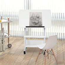 Mobile Bedside Table With Adjustable Height, Ideal For Home Office Use, Portable Laptop Workstation, Black Standing Desk - White - View 7