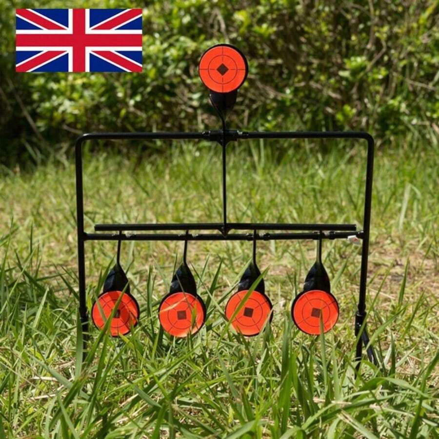 5x Targets Self Resetting Spinning Air Gun Rifle Shooting Metal Swing Target Set - Orange - View 1