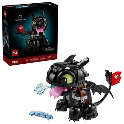 LEGO Icons How To Train Your Dragon: Toothless Building Set For Adults, Ages 18+ - Room Decor For Office, Bedroom, Or Book Shelf - Collectible For Movie Fans - Gift Idea For Birthdays - 10375