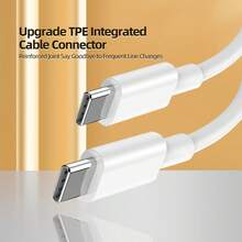 60W USB-C 转 USB-C 数据线，白色 USB-C 充电线，兼容 2023 款 Pro、Air M1、Galaxy Tab S7 及其他 USB-C 笔记本电脑/平板电脑 - 白色 - 查看 4