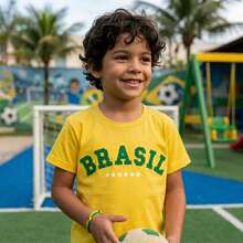 Kids' T-Shirt Brazil 100% Cotton - World Cup - 黃色 - 查看 5