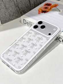 1 chiếc ốp lưng điện thoại trong suốt, thời trang, dễ thương màu trắng với hình trái tim và nơ, chống sốc, phù hợp với XS/XS Max/XR/11/12/13/14/14 Plus/15/15 Plus/16/16 Plus/7/8 Plus/17/17 Pro và các dòng điện thoại khác. - trắng - Xem 2