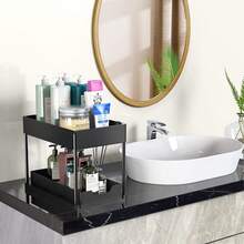 Sliding Under Sink Storage Rack - Heavy Duty Pull-Out Organizer Basket | Space-Saving Cabinet Storage Solution For Kitchen, Bathroom And Laundry Room | Fits Under Pipes, Various Cabinet Styles And Drawer Structures | Smooth Sliding Tracks For Tidy Countertop | Stylish Design, Sturdy Construction And Durable Plastic Material | Essential For Home Organization - Multicolor - View 3