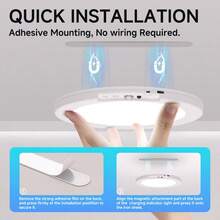 Wireless Motion Sensor Ceiling Light With Remote Control, USB Rechargeable Magnetic Installation LED Night Light Suitable For Bathroom, Garage, Shed, Attic, Basement, Corridor - Rechargeable - View 4