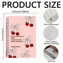 100-Page Spiral Notebook With Cherry Blossom Design, Suitable For Study, Work And Note-Taking, High-Quality Paper Material, Sketchbook, High-Grade Paper, Gift For Shoppers, Study Planner, Themed Diary, Notebook, Suitable For All Seasons - A5 - View 8