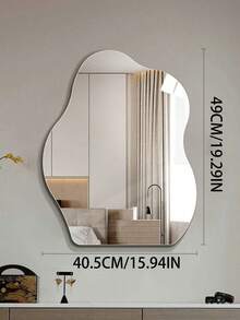 1pc Acrylic Mirror Wall Mounted, Bathroom Soft Mirror, Asymmetrical Cloud Shape Mirror, No Drill Makeup Mirror - Multicolor - View 6