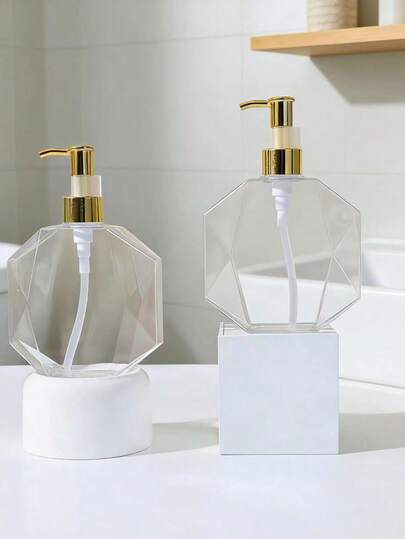 1pc 300ml Polygonal Refillable Bottle, Shampoo, Body Wash, Bathroom Multi-Purpose Dispenser