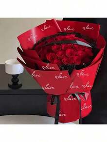 40/20pcs Red/Pink/White/Black Waterproof Floral Wrapping Paper, Valentine's Day Love Gift Flower Wrapping Paper, Romantic "Love" Letter And Heart Pattern Decor Flower Wrapping Paper, Flower Bouquet Decor, Suitable For DIY Gift Packaging, Flower Shop Supplies, Flower Bouquet Supplies, Gift Wrapping Paper, Fresh Flower Wrapping Paper - 多色的 - 查看 9