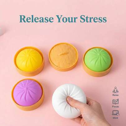 Dumpling Squeeze Ball, Stress Relief Toy For Adults & Teens, Christmas Gift Filler, Soft Squeeze Stress Ball, Slow Rebound Toy, Cute Cheese Slow Rebound Toy, Dumpling Slow Rebound Toy, Stress Relief Toy