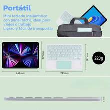 Teclado Bluetooth 10 Pulgadas con Touchpad Integrado Inalámbrico Ultraligero Compatible iOS Android Windows Conexión Fácil para Tablet Celular Laptop - Ver 7