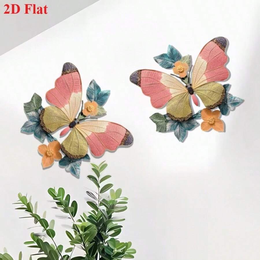 2D Flat Printing, Bohemian Style Acrylic Pink Butterfly Wall Art Decor - Perfect For Patio, Garden, Yard, Living Room And Bedroom Outdoor Fence Decoration - Ideal For Festivals, Parties, And A Perfect Gift For Family And Friends - Multicolor - View 1