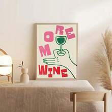 1 pieza "talla grande vino por favor" Impresión artística de lienzo minimalista - Ilustración de cóctel de moda, decoración de pared sin marco adecuada para cocina, sala de estar, comedor - Acento moderno para el hogar - A - Ver 3
