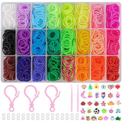500pcs/2441pcs DIY Rubber Band Set, Multi-Color Woven DIY Silicone Rubber Bands, Beginner Weaving Bracelet, Chain, Keychain Craft Kit, Creative Christmas Holiday Party Souvenir Gift
