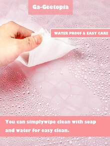 1 pieza Cortina de ducha transparente de EVA, con forma asimétrica en relieve 3D de cubos de agua, transparente rosa, múltiples tamaños, sin ganchos para decoración de baño - Rosa - Ver 6