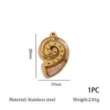 1 chiếc mặt dây chuyền hình vỏ bào ngư mạ vàng bằng thép không gỉ 304, phụ kiện trang sức chủ đề đại dương để tự làm đồ trang sức. - mặt dây chuyền - Xem 15