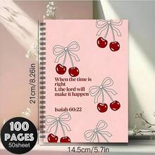 100-Page Spiral Notebook With Cherry Blossom Design, Suitable For Study, Work And Note-Taking, High-Quality Paper Material, Sketchbook, High-Grade Paper, Gift For Shoppers, Study Planner, Themed Diary, Notebook, Suitable For All Seasons - A5 - View 9