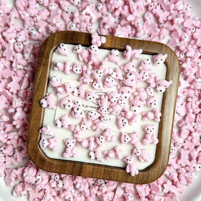 20 chiếc phụ kiện trang trí móng tay hình gấu hồng dễ thương, hình gấu hoạt hình 3D đáng yêu bằng nhựa, đồ trang trí móng tay DIY, phụ kiện ốp điện thoại.