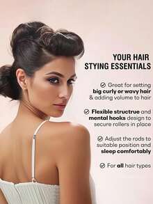 1/3pcs Soft High Elasticity Satin Heatless Hair Curlers, Ideal Hair Styling Tool And Accessory - Multicolor - View 4